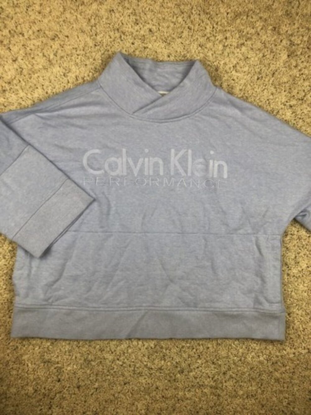 Calvin Klein Performance Stretch Cowl Neck Sweatshirt Light Blue Women's Size L